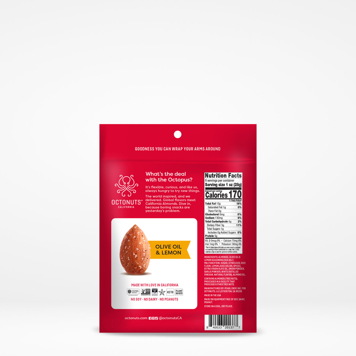 Olive Oil & Lemon Roasted Almonds (6oz) – Octonuts California