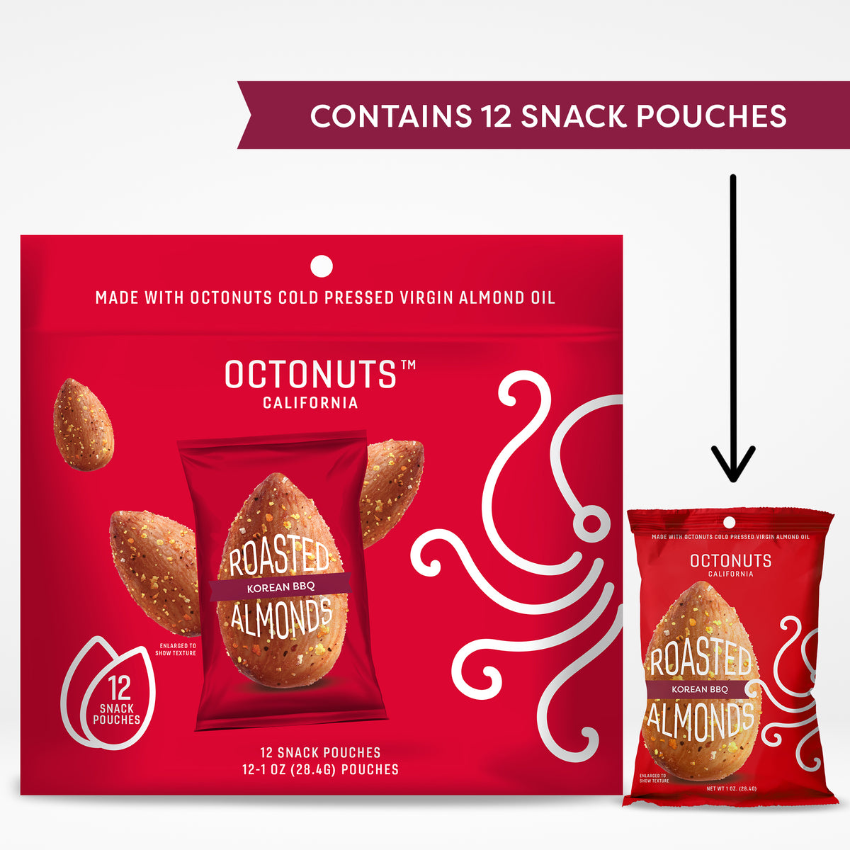 Roasted Korean BBQ Almonds Multipack OctoPack (7 count) Octonuts