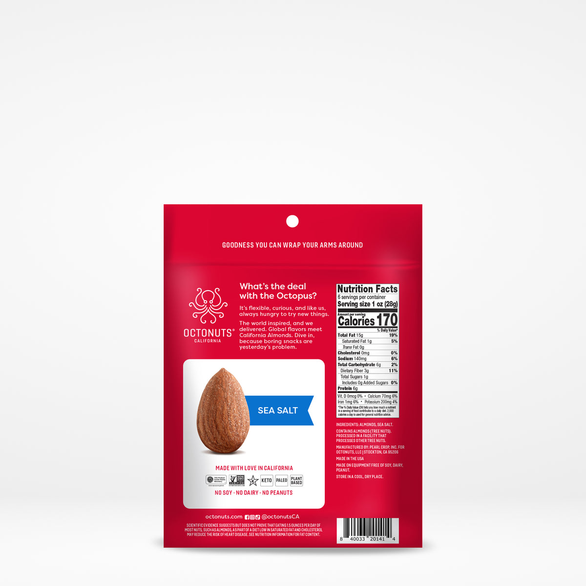 Dry Roasted Sea Salt Almonds (6oz) – Octonuts California