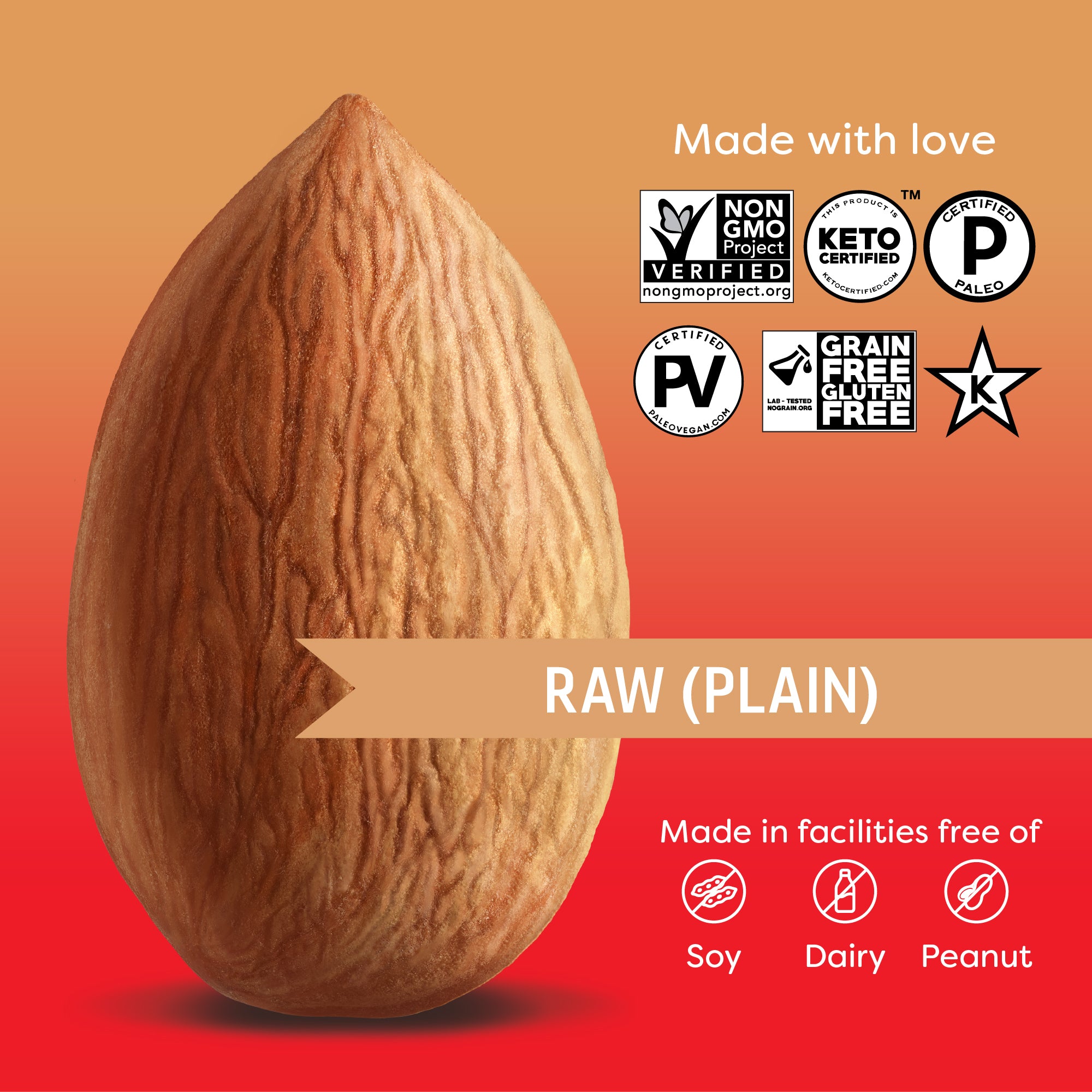 Raw Whole Almonds (16oz) Octo-Pack