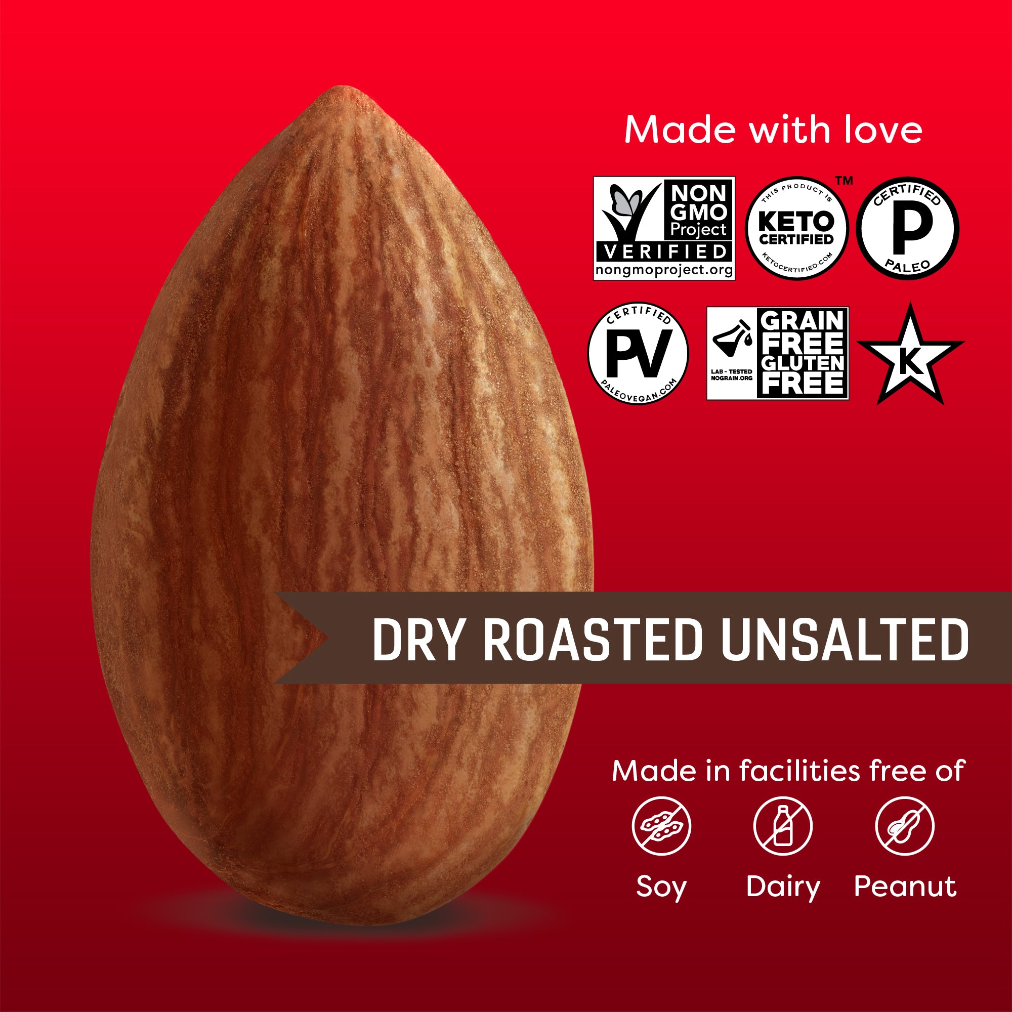 Dry Roasted Unsalted Almonds (16oz)