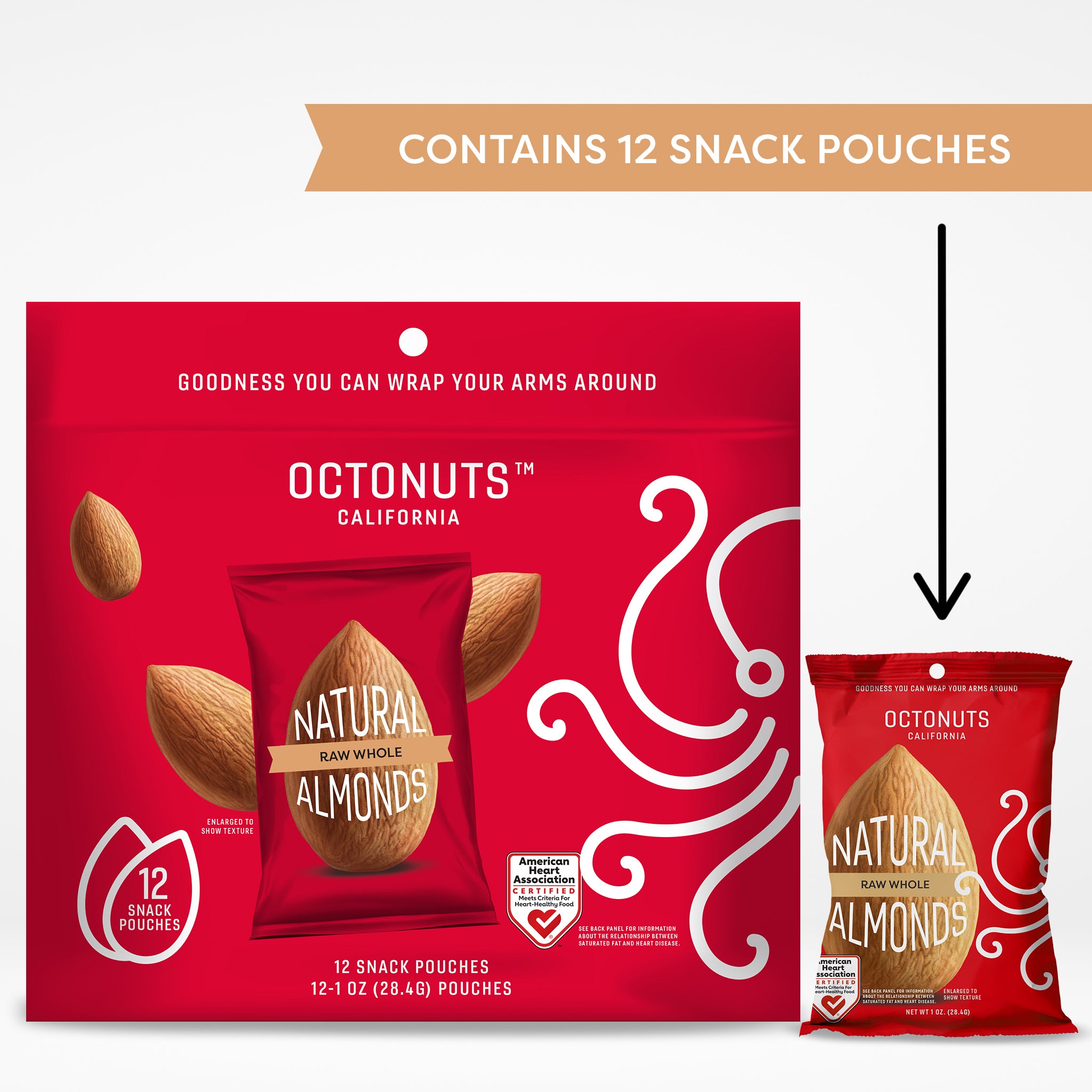 Raw Whole Almonds Multipack- Contains 12 Snacks Pouches