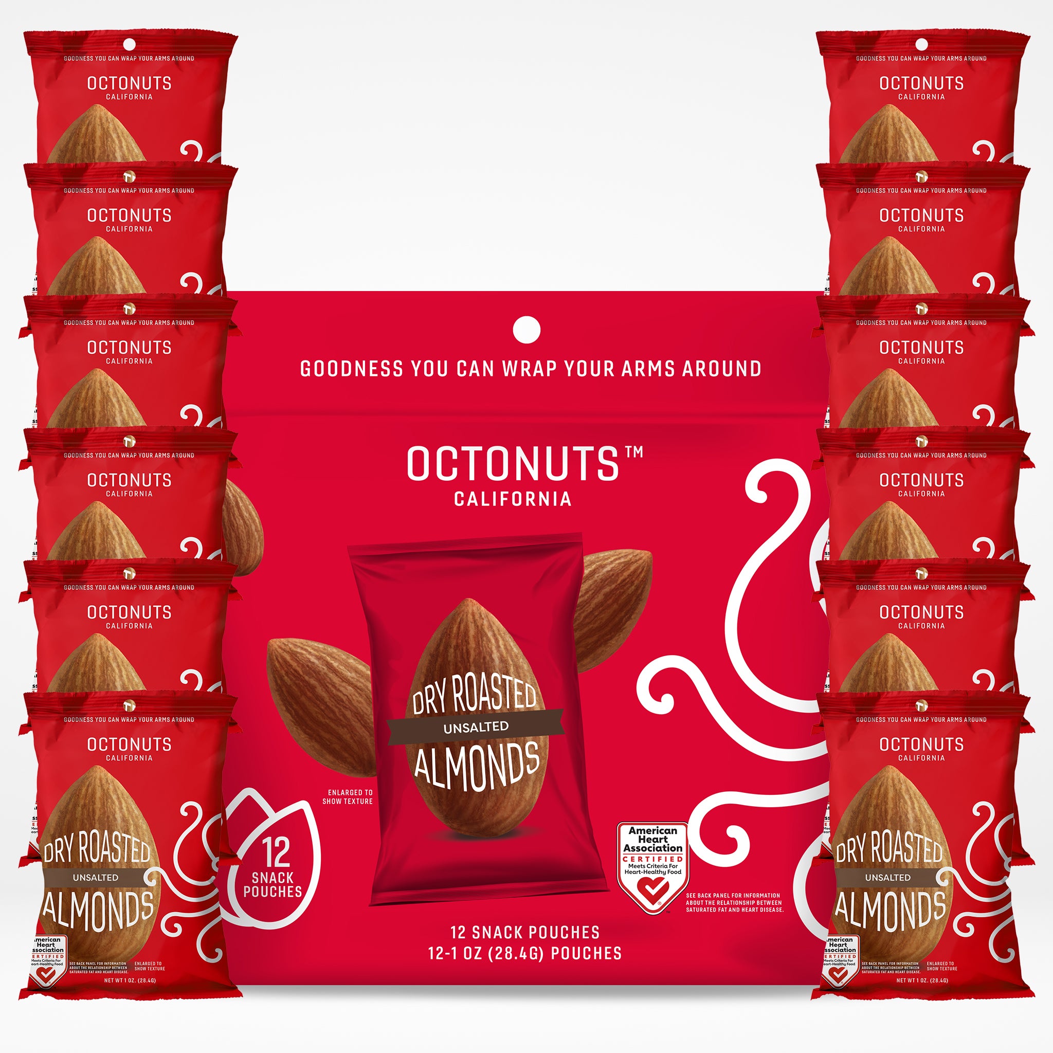 Dry Roasted Unsalted Almonds Multipack - Contains 12 Snack Pouches